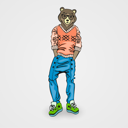 Bear in human form Animals as people fashion beautyのイラスト素材