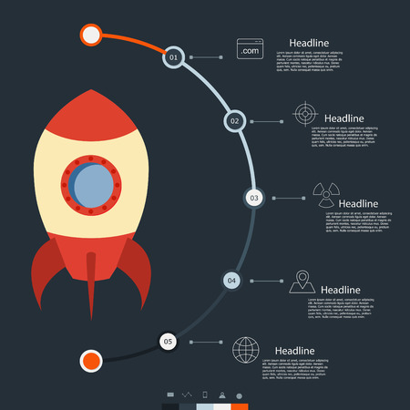 Rocket ship in a flat style.のイラスト素材