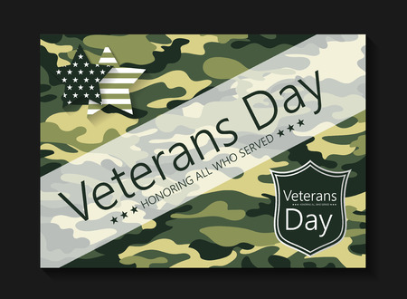 Template brochure Veteran's Day in color khakiのイラスト素材