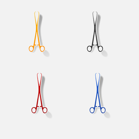 Sticker paper products realistic element design illustration forceps dentistのイラスト素材