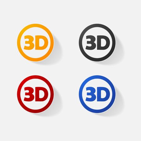 Sticker paper products realistic element design illustration 3d inscriptionのイラスト素材