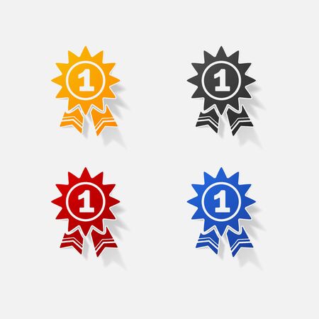 Sticker paper products realistic element illustration medal for 1st placeのイラスト素材
