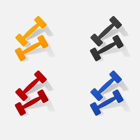 Sticker paper products realistic element design illustration dumbbellのイラスト素材