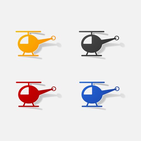 Sticker paper products realistic element design illustration helicopterのイラスト素材