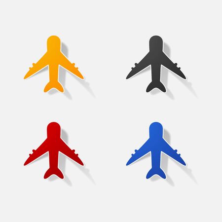 Sticker paper products realistic element design illustration airplaneのイラスト素材