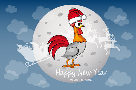 Design for a New Year's greeting 2017 with a rooster symbolのイラスト素材