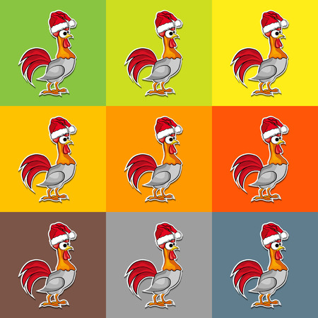 Design for a New Year's greeting 2017 with a rooster symbolのイラスト素材