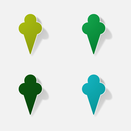 Sticker paper products realistic element design illustration ice creamのイラスト素材