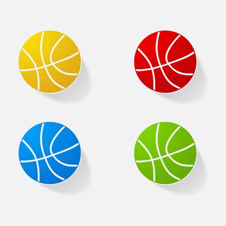 Sticker paper products realistic element design illustration basketballのイラスト素材