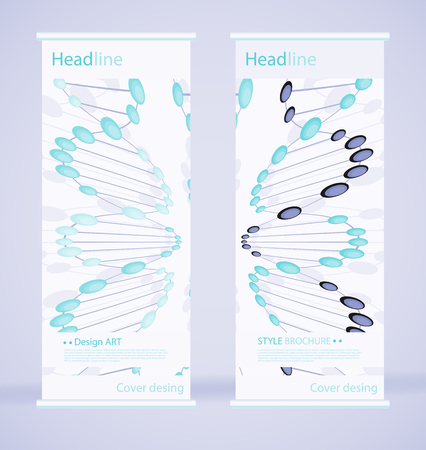 Dna template is the best as a business presentation, used in marketing and advertising, molecule flyer and banner, the annual report. Elements on a dark grey backgroundのイラスト素材