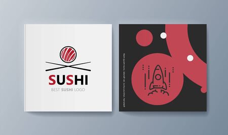 Set of brochures Sushi for marketing the promotion goods and services on market. Vector illustrationのイラスト素材