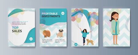 Set of brochures kit for pet purchase advertising. Vector illustration
