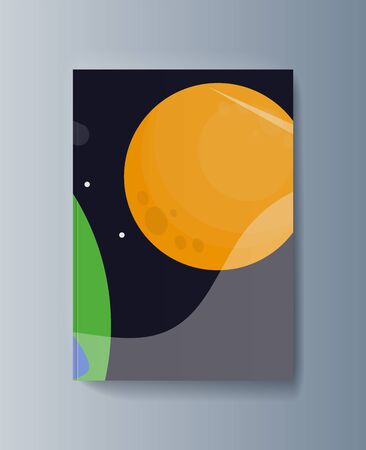 Business presentation brochure space exploration and the trajectory of planets. Vector illustrationのイラスト素材