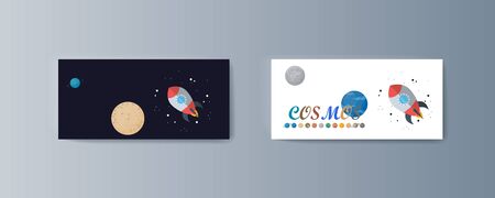 Set of brochures for space exploration and gravity researchのイラスト素材