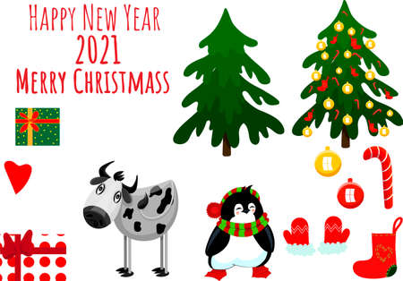 Vector illustration of a christmas and new year setのイラスト素材