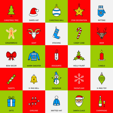 Christmas icons. Holiday New Year icons.のイラスト素材