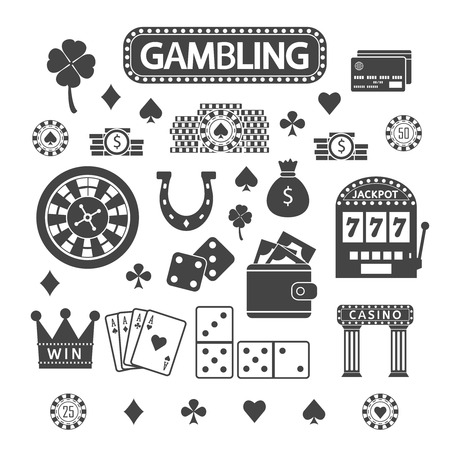 Gambling silhouette icons set. Casino concept collection.のイラスト素材