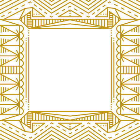 Linear simple frame with gold lines. Invitation minimalistic template with place for your text. Hipster background, card, wallpaperのイラスト素材