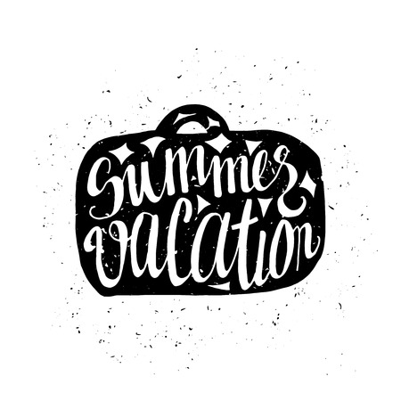 Motivational travel poster with suitcase. Travel label with grunge texture. Summer vacationのイラスト素材