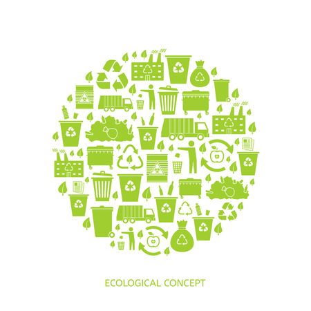 Recycling garbage icons concept. Waste utilization. Vector illustrationのイラスト素材