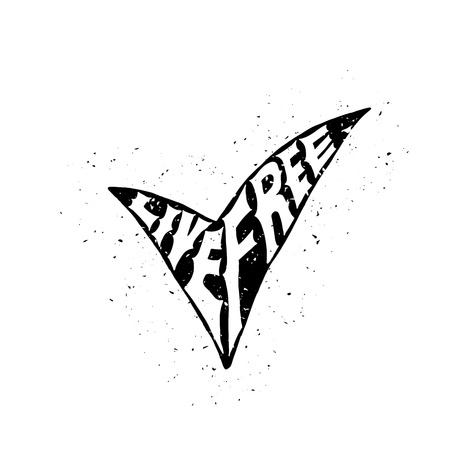 Motivational poster with bird. Inspiring label with grunge texture. Live freeのイラスト素材