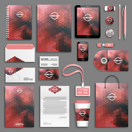 Corporate identity template set. Business stationery mock-up with logo. Branding design.のイラスト素材