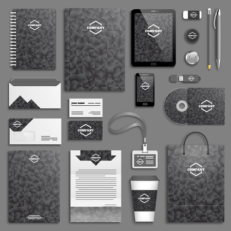 Corporate identity template set. Business stationery mock-up with logo. Branding design.のイラスト素材