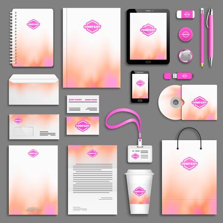 Corporate identity template set. Business stationery mock-up with . Branding design.のイラスト素材