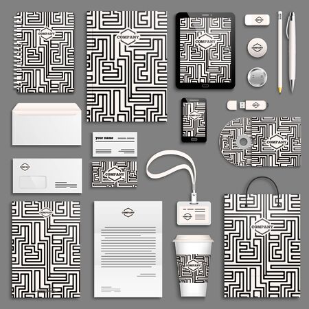 Corporate identity template set. Business stationery mock-up with . Branding design.のイラスト素材