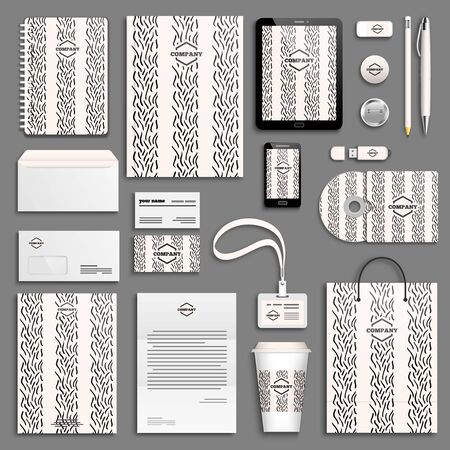 Corporate identity template set. Business stationery mock-up with . Branding design.のイラスト素材