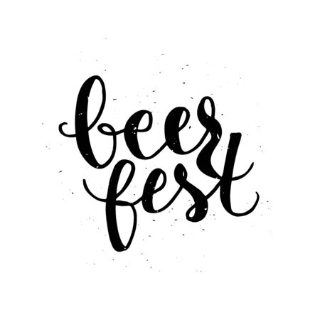 Beer fest. Oktoberfest beer label. Typographic poster with hand drawn quote. Lettering with grunge texture.のイラスト素材