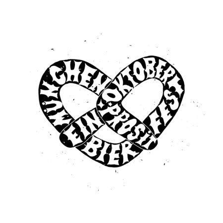 Ein prosit. Munchen. Oktoberfest beer label. Typographic poster with hand drawn quote. Lettering with grunge texture.のイラスト素材