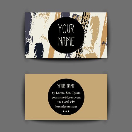 Gold grunge Business card template with creative geometric patternのイラスト素材