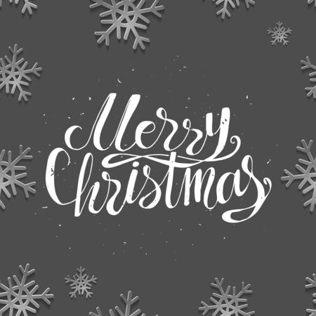 Beautiful Greeting Christmas card with hand-drawn typography lettering. Holiday banner. Vintage poster. Merry Christmasのイラスト素材