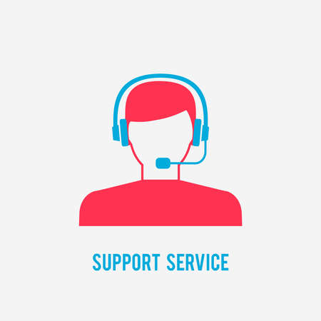 Support service icon. Delivery service. Man with headphonesのイラスト素材