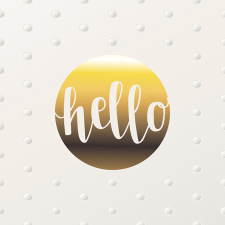 Hello golden lettering greeting card. Minimal printable journaling card, creative card, art print, minimal label design for banner, poster, flyer.のイラスト素材