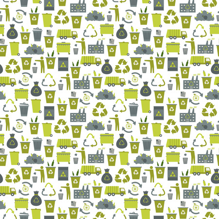 Recycling garbage icons seamless pattern.のイラスト素材