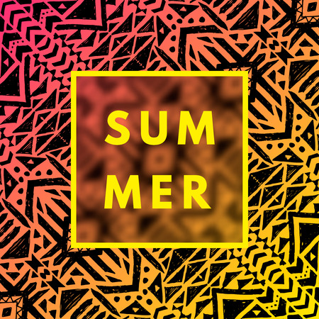 Summer hot sun hipster boho chic background with aztec tribal mexican texture.のイラスト素材