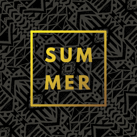 Summer gold hipster boho chic background with aztec tribal mexican texture.のイラスト素材