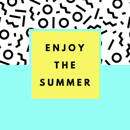 Summer hipster boho chic background with memphis geometric texture. Minimal printable journaling card, creative card, art print, minimal label design for banner, poster, flyer.のイラスト素材