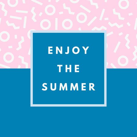 Summer hipster boho chic background with circle memphis geometric texture. Minimal printable journaling card, creative card, art print, minimal label design for banner, poster, flyer.のイラスト素材