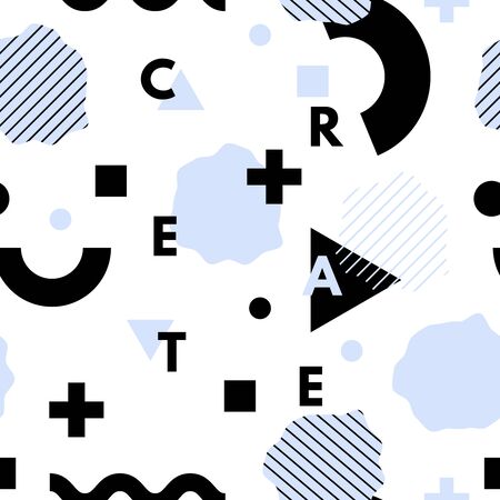 Geometric trendy 80s retro memphis seamless pattern. Minimalism funky hipster texture for phone case, poster, textile, art printのイラスト素材