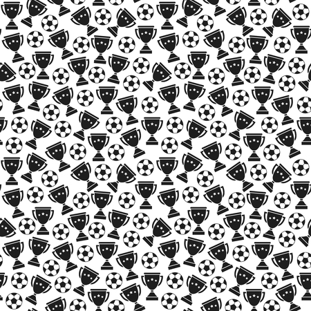 Sport football balls and cups seamless pattern for european championship.のイラスト素材