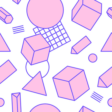Geometric trendy 80s retro memphis seamless pattern. Minimalism funky hipster texture for phone case, poster, textile, art printのイラスト素材