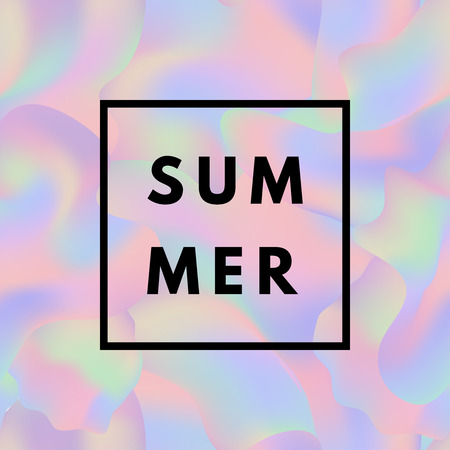 Summer hipster boho chic background with holographic mesh layout. Minimal printable journaling card, creative card, art print, minimal label design for banner, poster, flyer.のイラスト素材