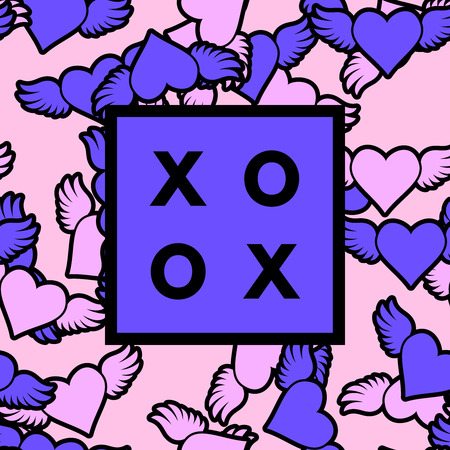 Love greeting card with hearts pattern. Valentine minimal printable journaling card, creative card, art print, minimal label design for banner, poster, flyer.のイラスト素材