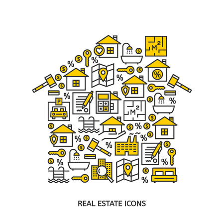 Real estate iconsのイラスト素材