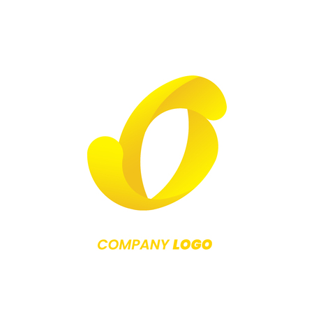 O letter yellow logo design, abstract swirl gradient sharp. Futuristic dynamic emblem. App template icon. Corporate brand identity conceptのイラスト素材