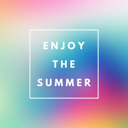 Promotional design poster with motivational text Enjoy the Summer colorful holographic backgroundの写真素材