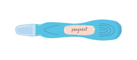 Pregnant test with positive result isolated medical supply. Vector testing for pregnancy hormone, human chorionic gonadotropin hcg in urine. Stick to determine early pregnancy, expecting babyのイラスト素材